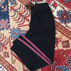 Black pants with side stripe